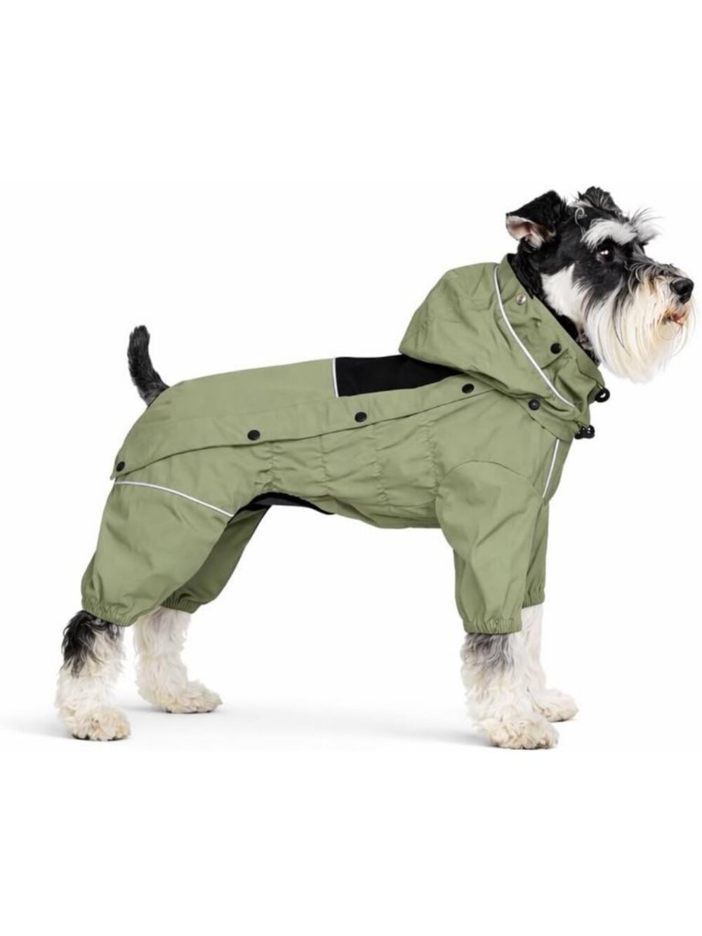 Waterproof Fleece-Lined Dog Raincoat with Removable Hood – Winter Full Body